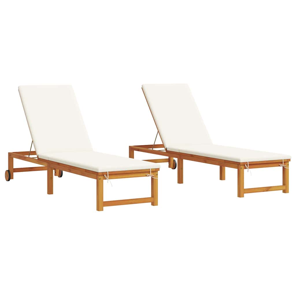 Sonnenliege 2 pcs Braun 202 x 53 x 89 cm Massivholz Akazie