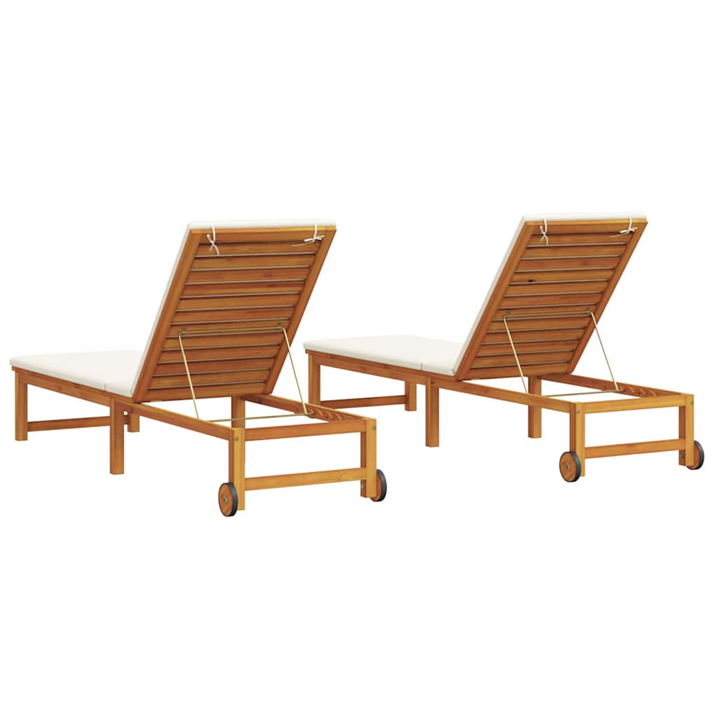 Sonnenliege 2 pcs Braun 202 x 53 x 89 cm Massivholz Akazie