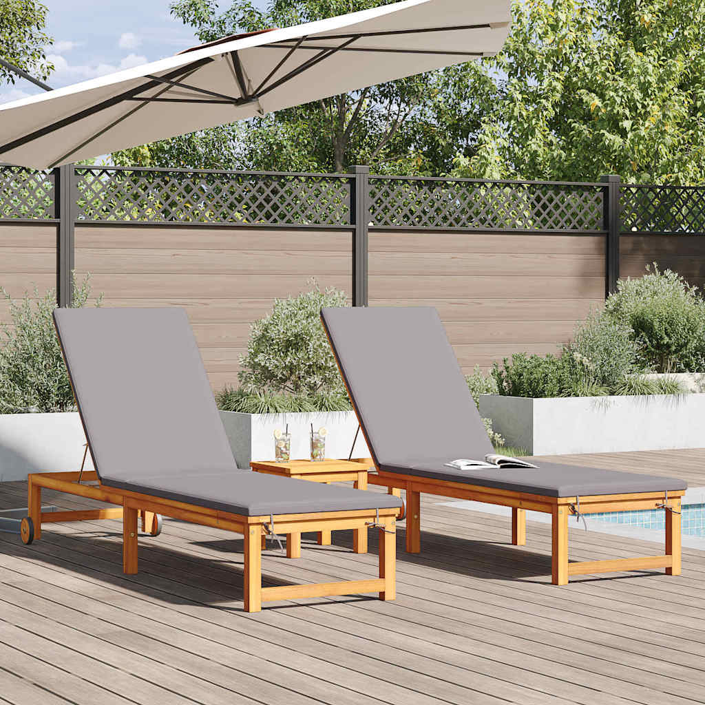 Sonnenliege 2 pcs Braun 202 x 53 x 89 cm Massivholz Akazie