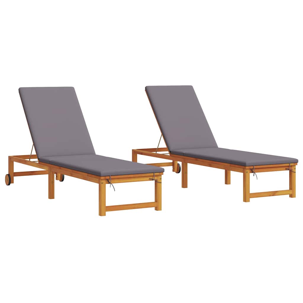 Sonnenliege 2 pcs Braun 202 x 53 x 89 cm Massivholz Akazie