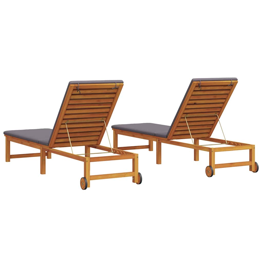 Sonnenliege 2 pcs Braun 202 x 53 x 89 cm Massivholz Akazie