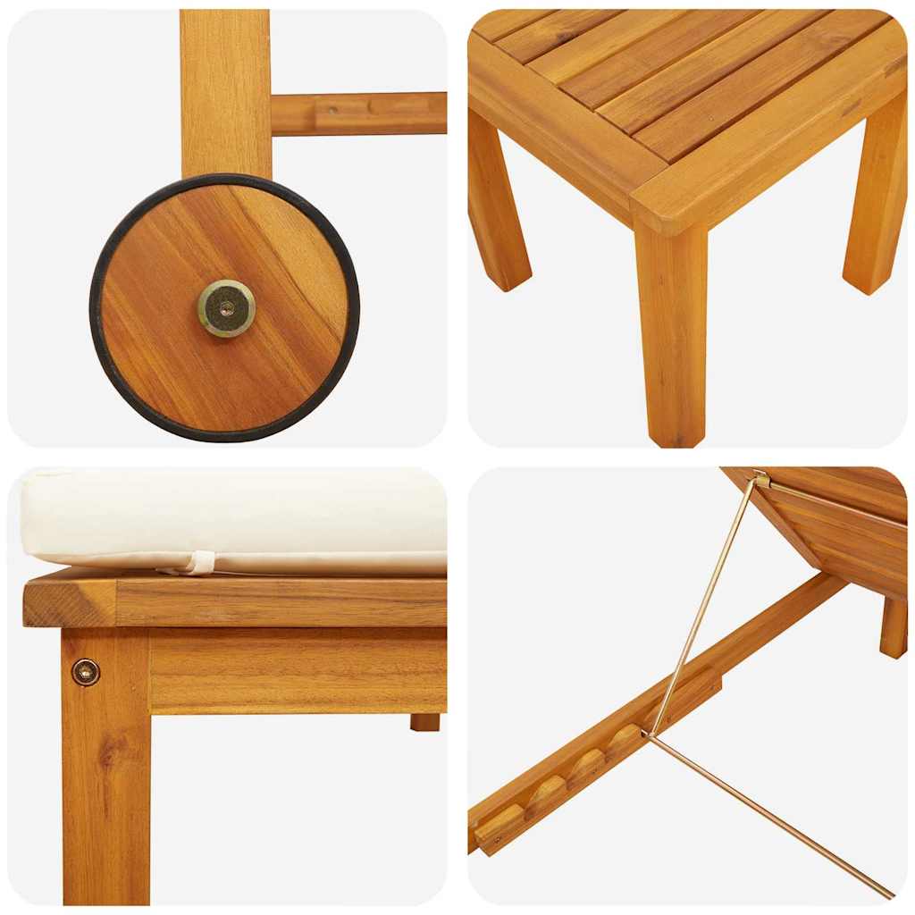 Sonnenliege 3 pcs Braun Massivholz Akazie
