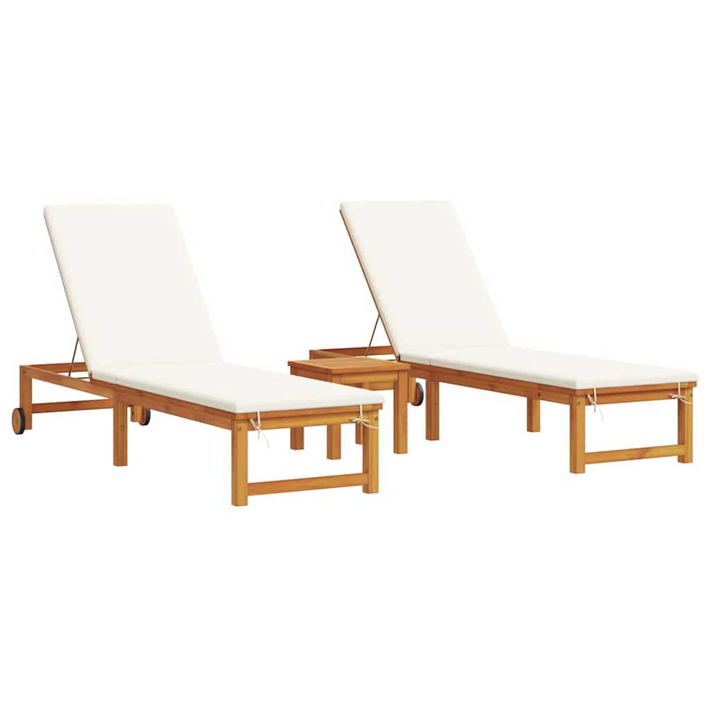 Sonnenliege 3 pcs Braun Massivholz Akazie