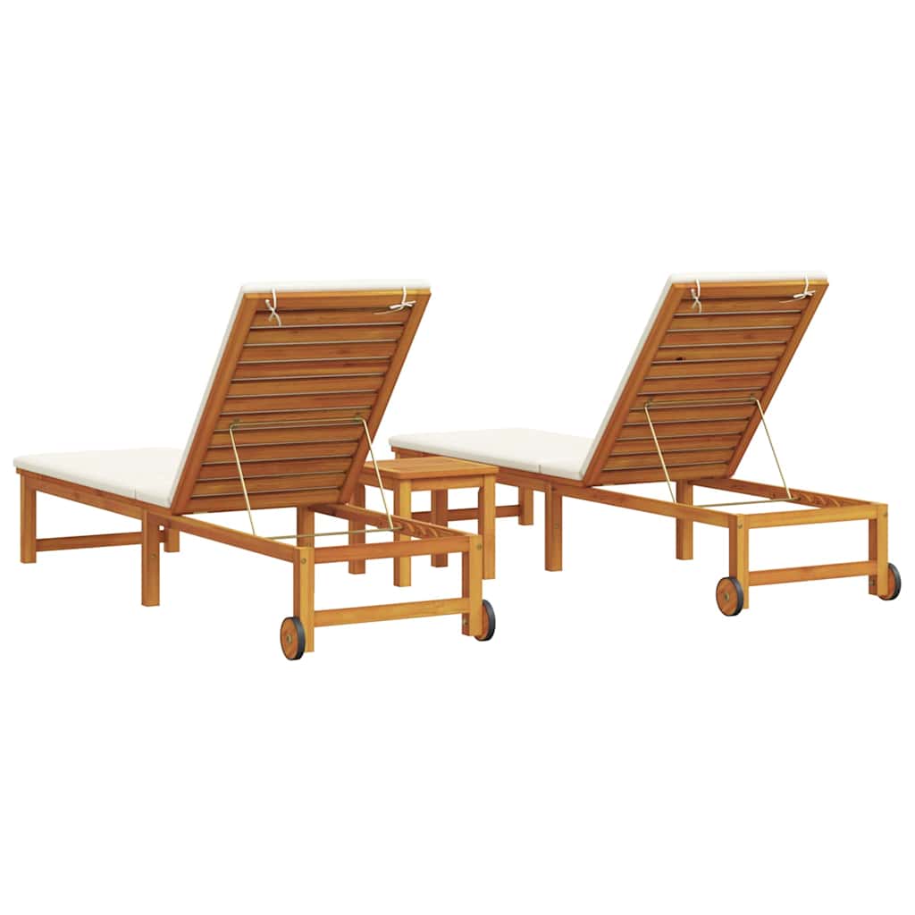 Sonnenliege 3 pcs Braun Massivholz Akazie