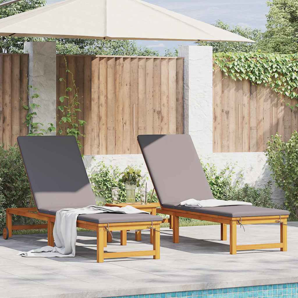Sonnenliege 3 pcs Braun Massivholz Akazie