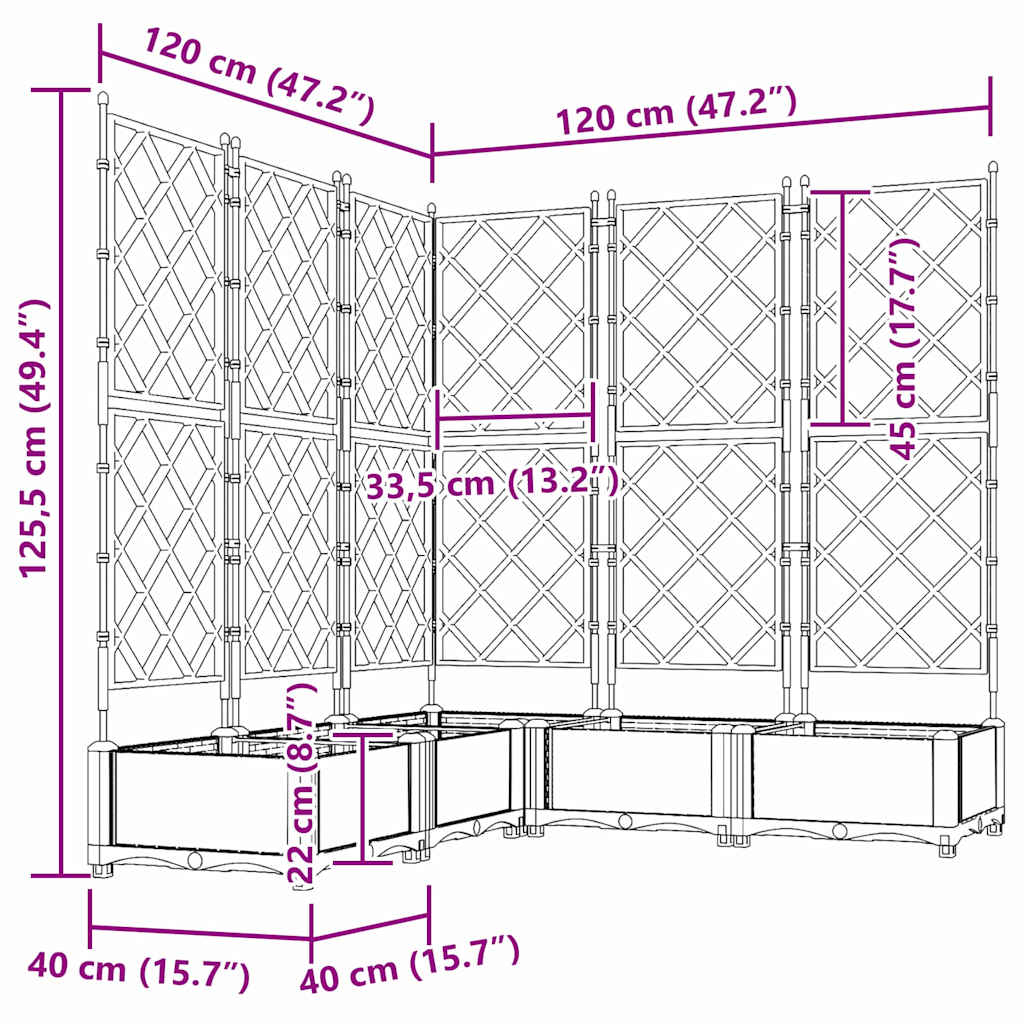 Garten-Pflanzgefäß 5 pcs Braun 120 x 120 x 125,5 cm Kunststoff
