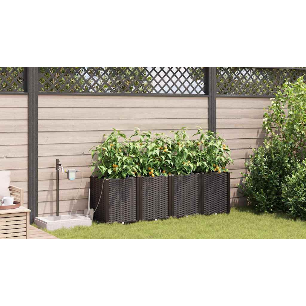 Garten-Pflanzgefäß 4 pcs Braun Kunststoff