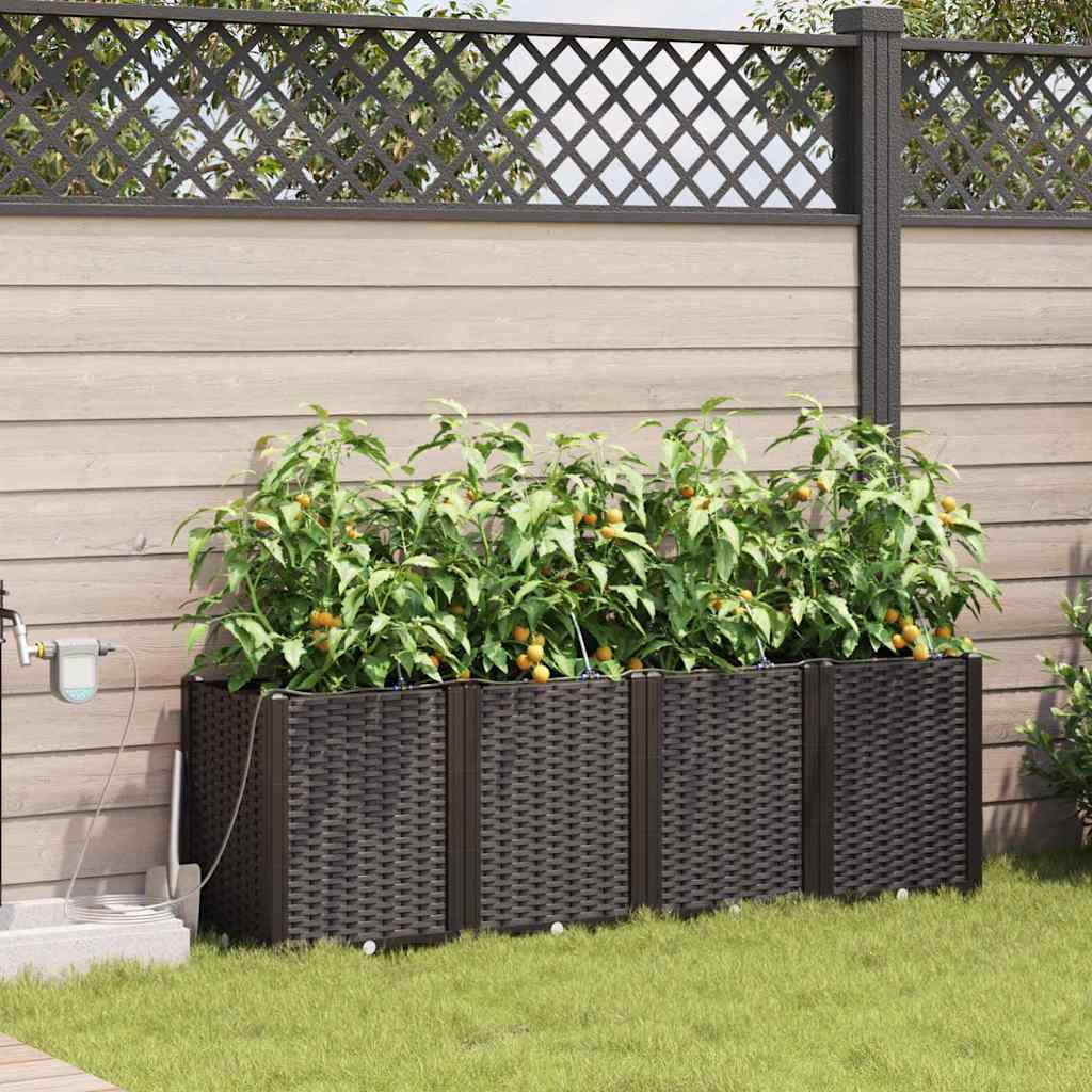 Garten-Pflanzgefäß 4 pcs Braun Kunststoff