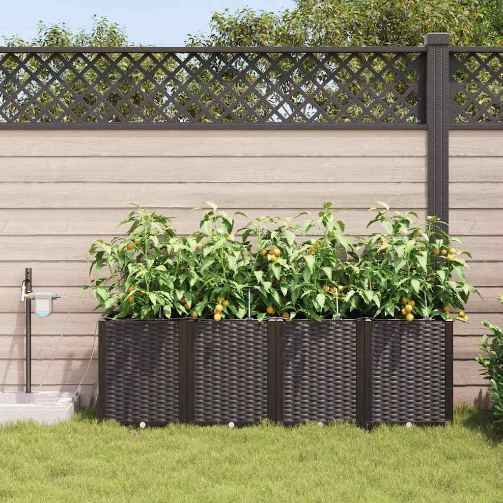 Garten-Pflanzgefäß 4 pcs Braun Kunststoff