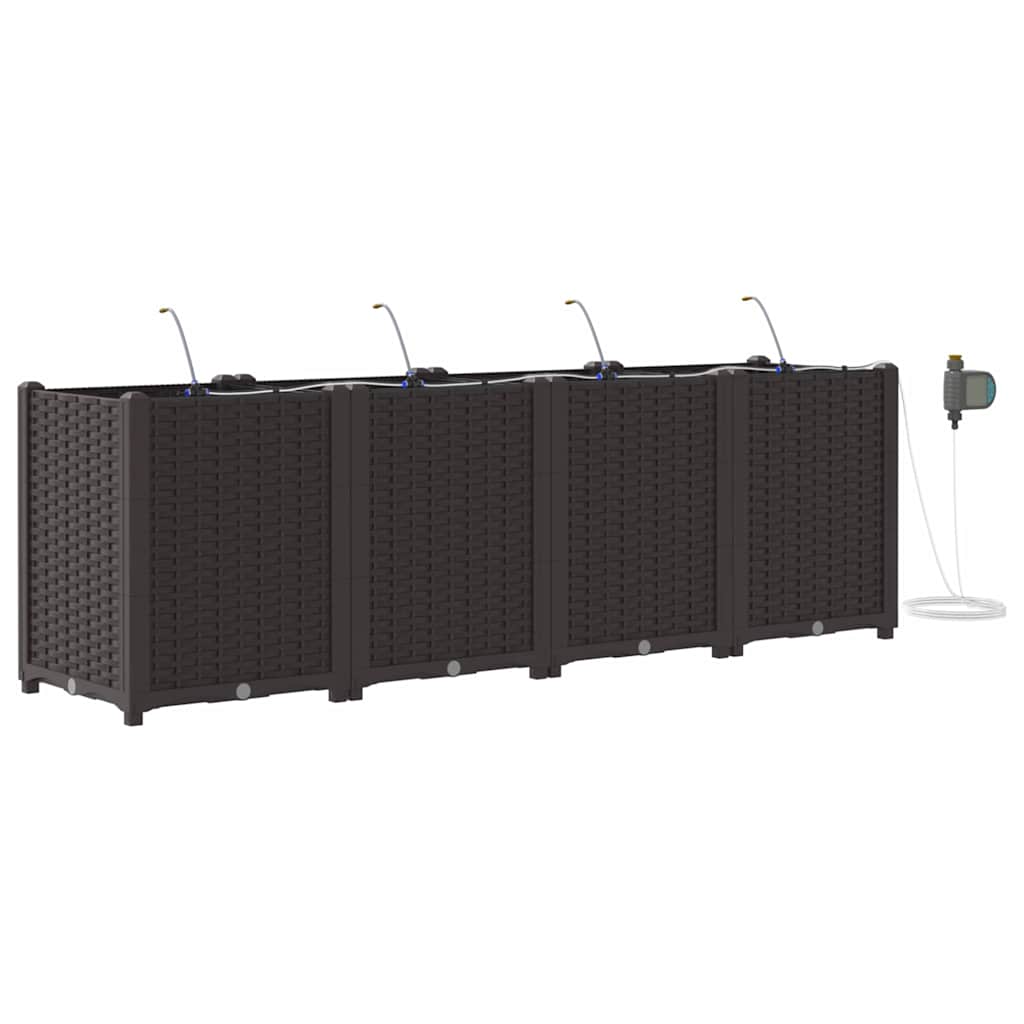 Garten-Pflanzgefäß 4 pcs Braun Kunststoff