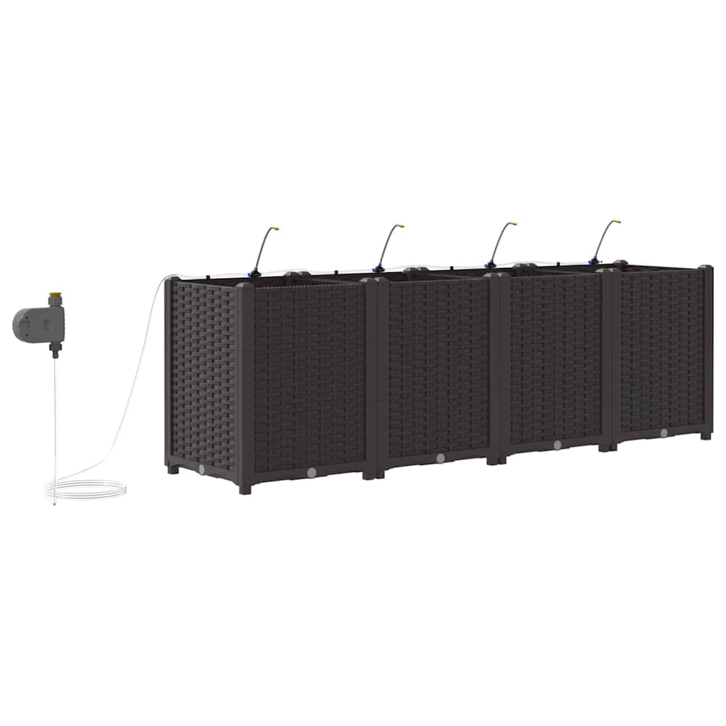 Garten-Pflanzgefäß 4 pcs Braun Kunststoff