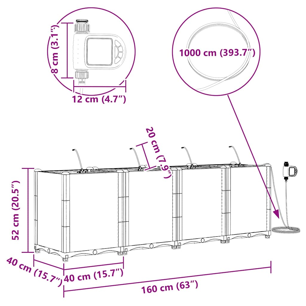Garten-Pflanzgefäß 4 pcs Braun Kunststoff