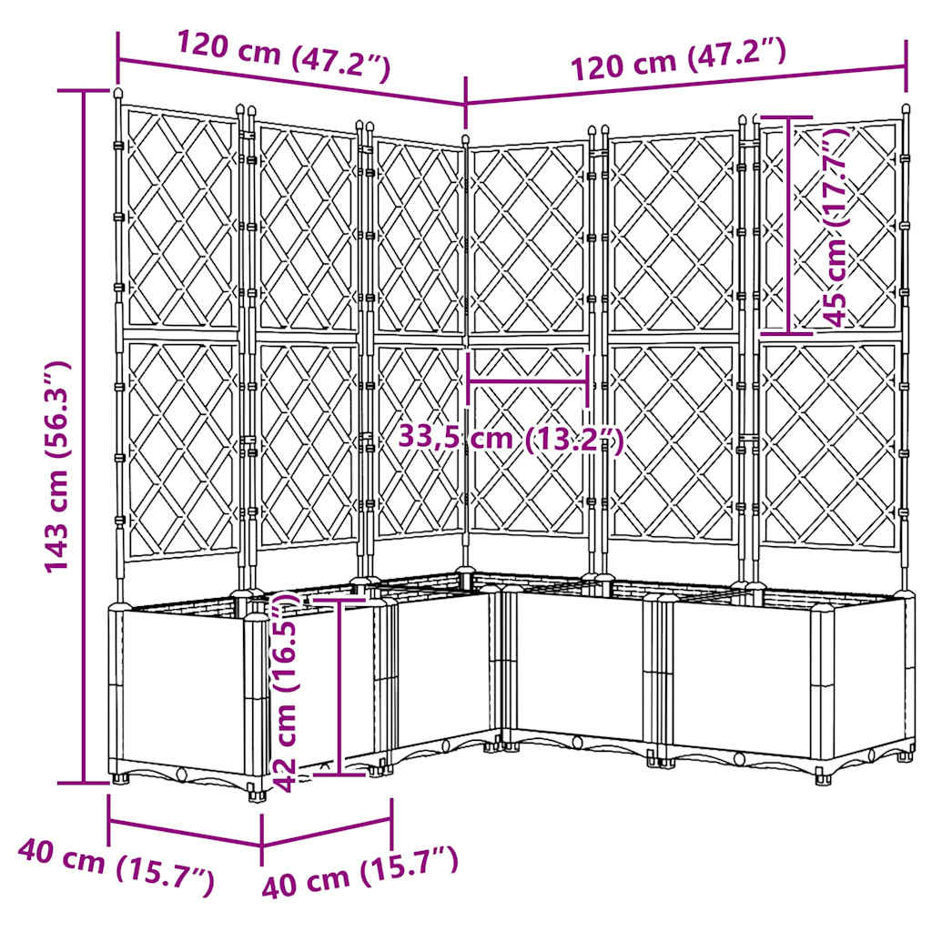 Garten-Pflanzgefäß 5 pcs Schwarz 120 x 120 x 143 cm Kunststoff