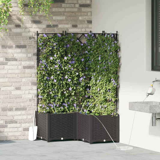Garten-Pflanzgefäß 3 pcs Schwarz Kunststoff