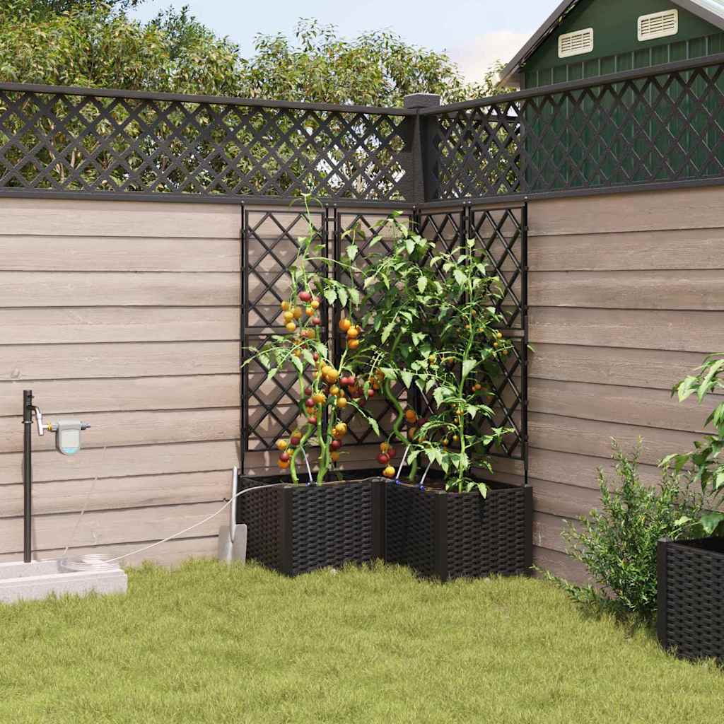Garten-Pflanzgefäß 3 pcs Schwarz Kunststoff