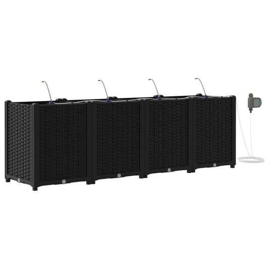 Garten-Pflanzgefäß 4 pcs Schwarz 160 x 40 x 52 cm Kunststoff