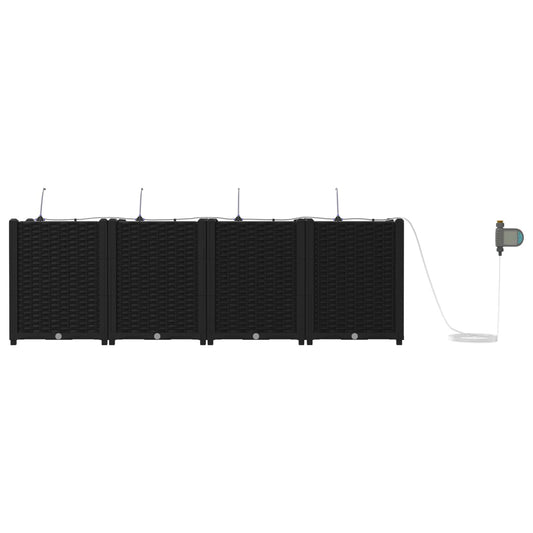 Garten-Pflanzgefäß 4 pcs Schwarz 160 x 40 x 52 cm Kunststoff