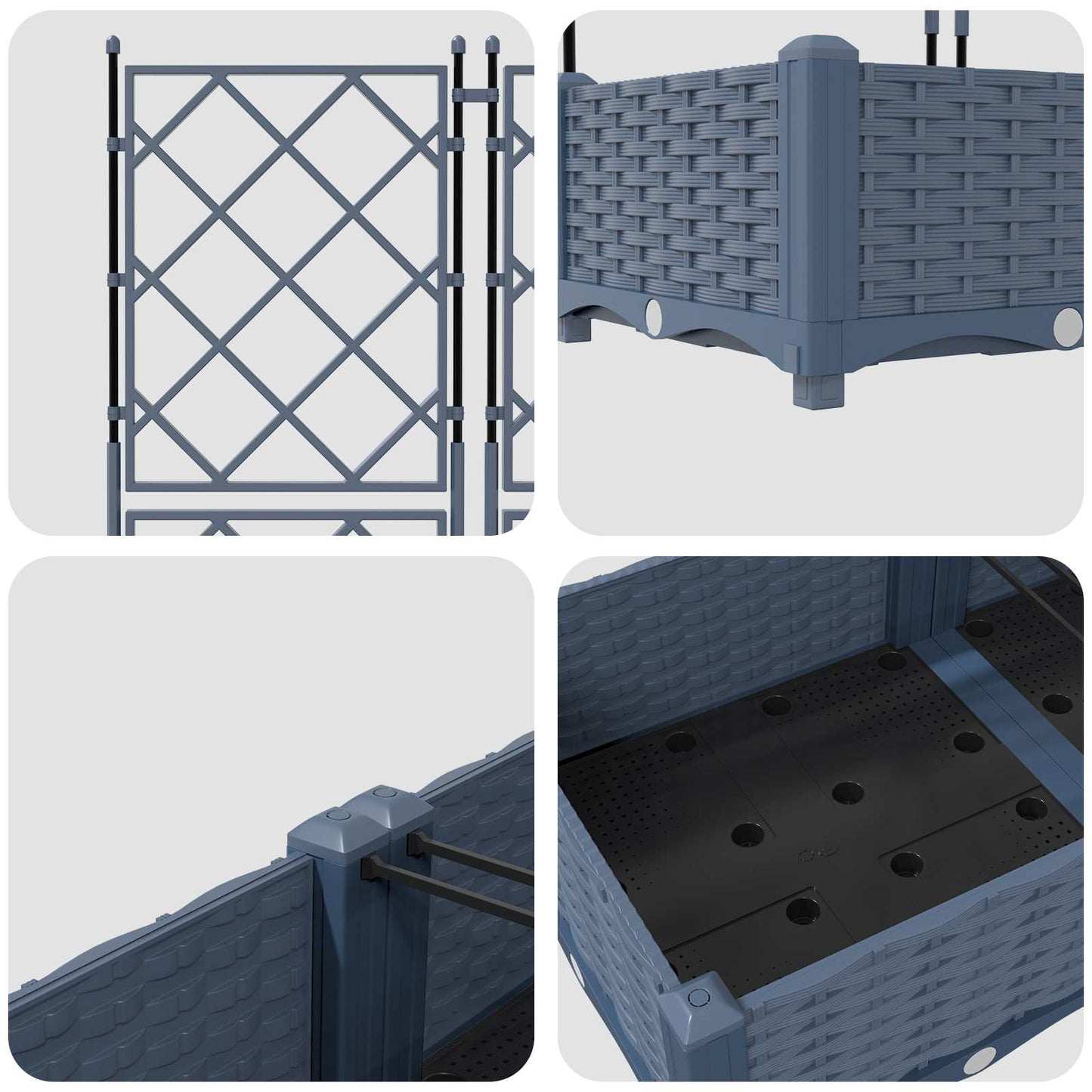 Garten-Pflanzgefäß 3 pcs Grau 120 x 40 x 125,5 cm Kunststoff