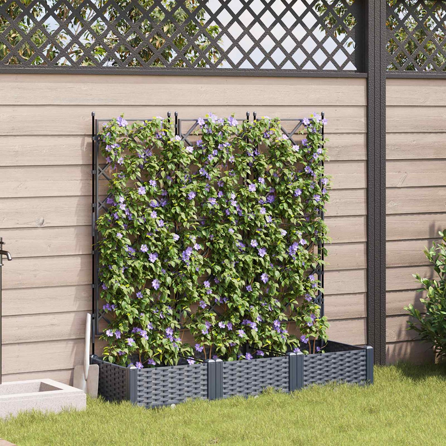 Garten-Pflanzgefäß 3 pcs Grau 120 x 40 x 125,5 cm Kunststoff