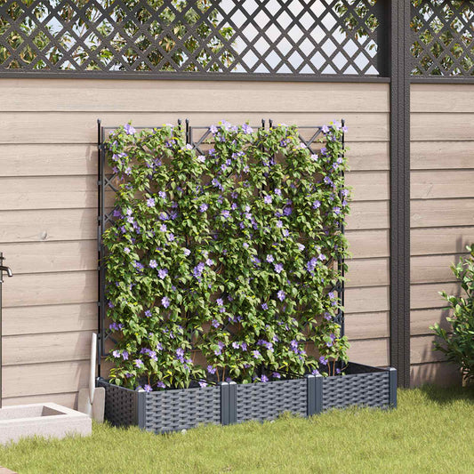 Garten-Pflanzgefäß 3 pcs Grau 120 x 40 x 125,5 cm Kunststoff