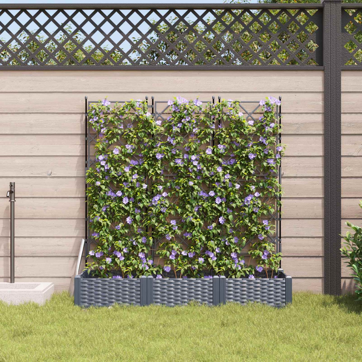 Garten-Pflanzgefäß 3 pcs Grau 120 x 40 x 125,5 cm Kunststoff