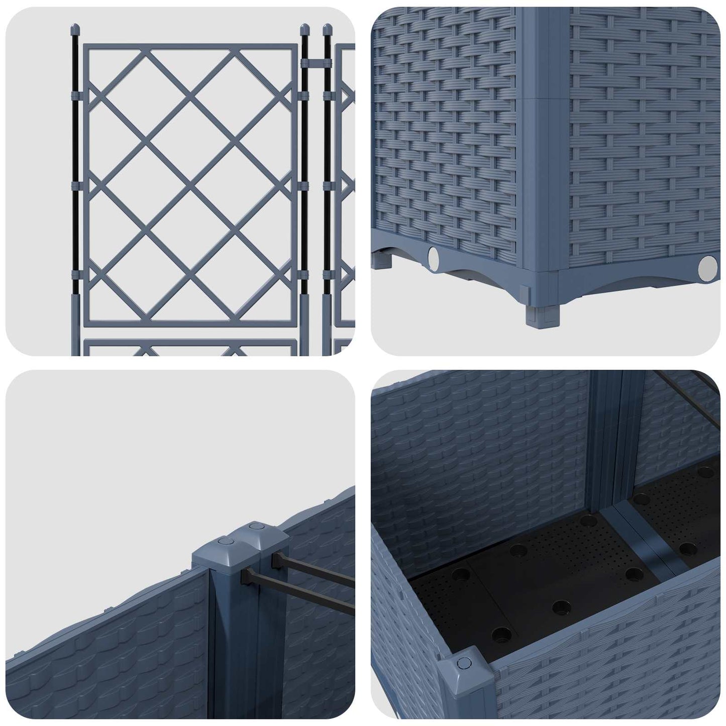 Garten-Pflanzgefäß 3 pcs Grau 120 x 40 x 143 cm Kunststoff