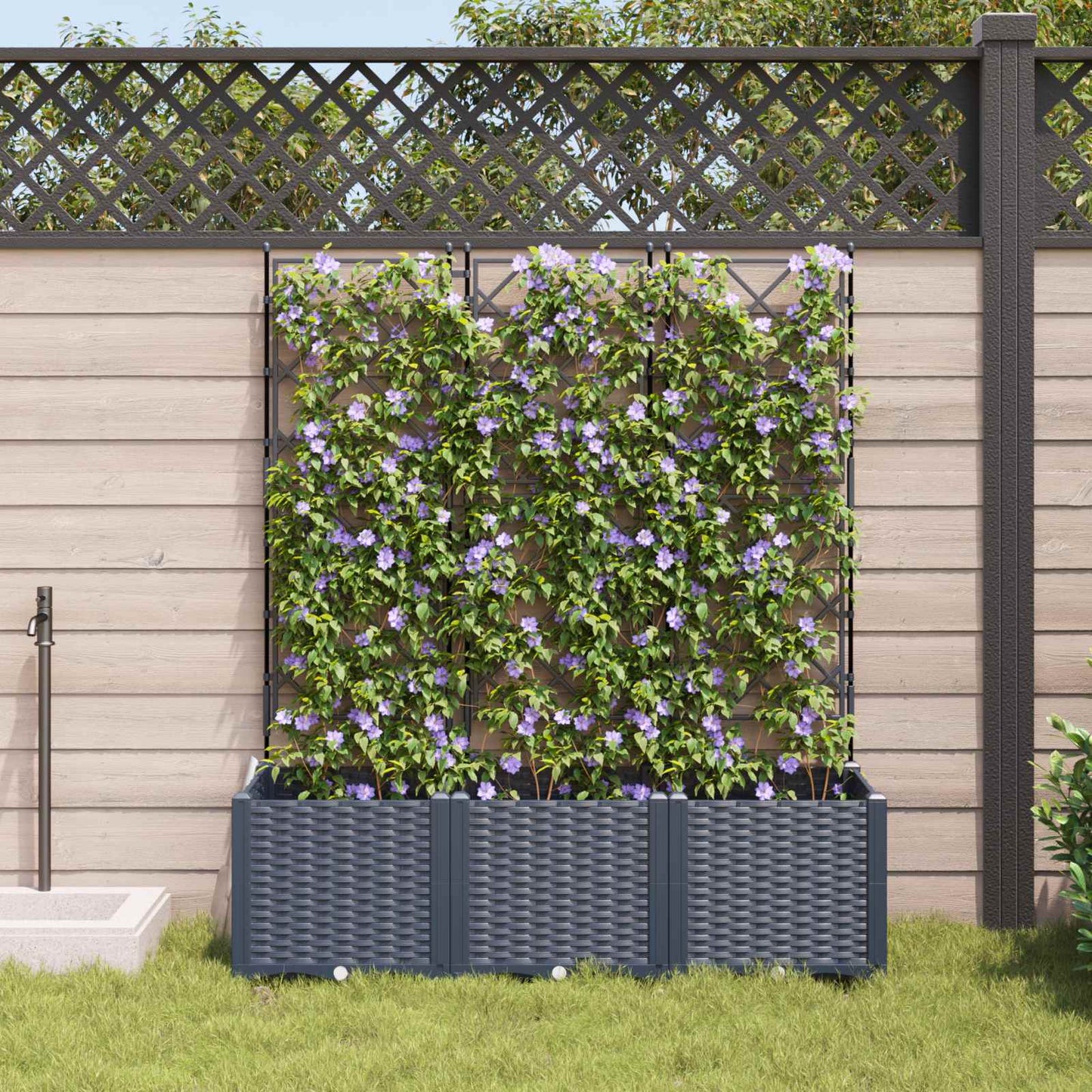 Garten-Pflanzgefäß 3 pcs Grau 120 x 40 x 143 cm Kunststoff