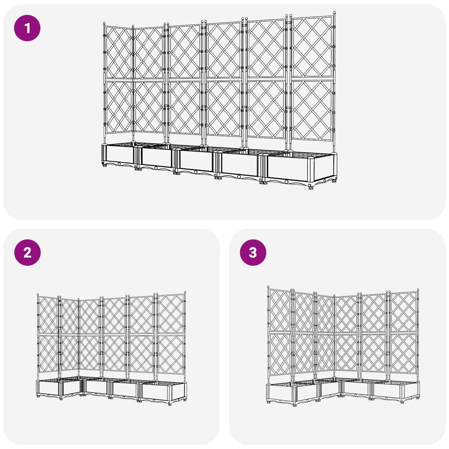Garten-Pflanzgefäß 5 pcs Grau 120 x 120 x 125,5 cm Kunststoff