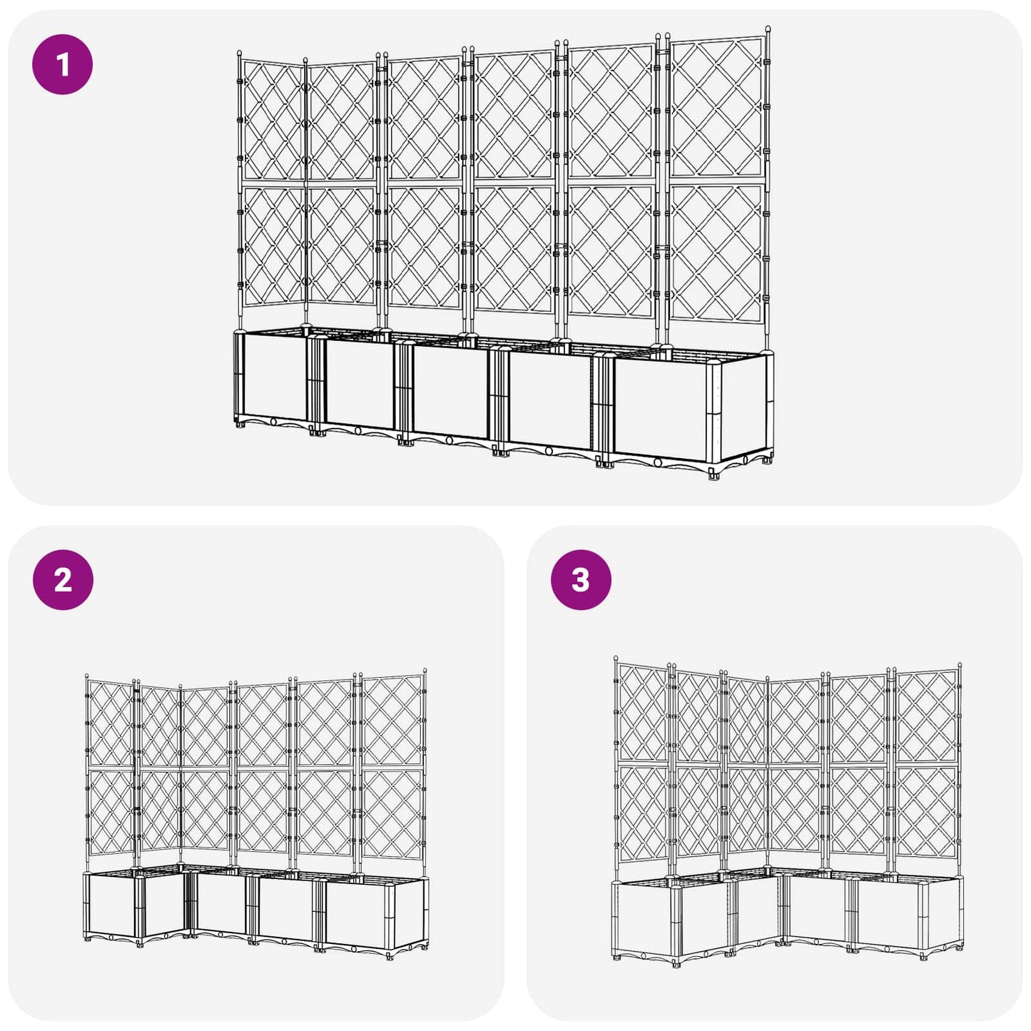 Garten-Pflanzgefäß 5 pcs Grau 120 x 120 x 143 cm Kunststoff