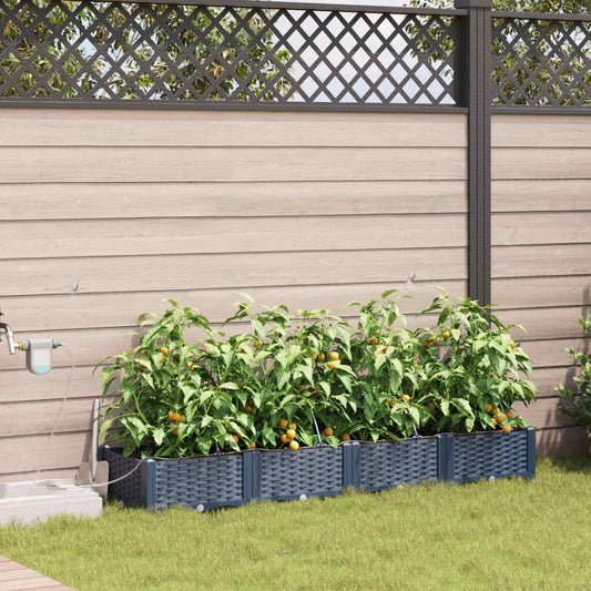 Garten-Pflanzgefäß 4 pcs Grau 160 x 40 x 22 cm Kunststoff