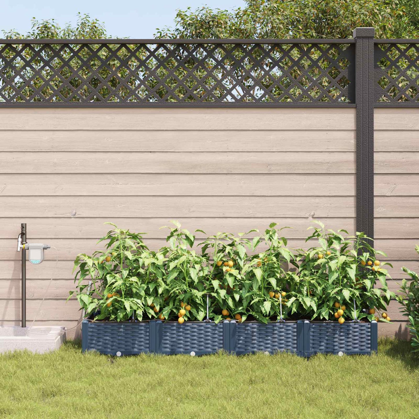 Garten-Pflanzgefäß 4 pcs Grau 160 x 40 x 22 cm Kunststoff