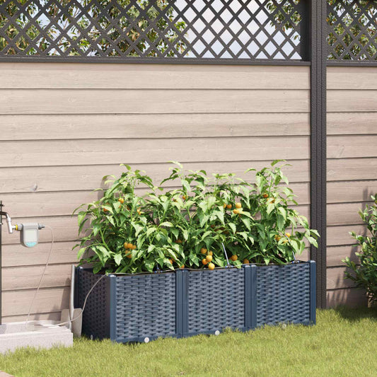 Garten-Pflanzgefäß 3 pcs Grau 120 x 40 x 37,5 cm Kunststoff