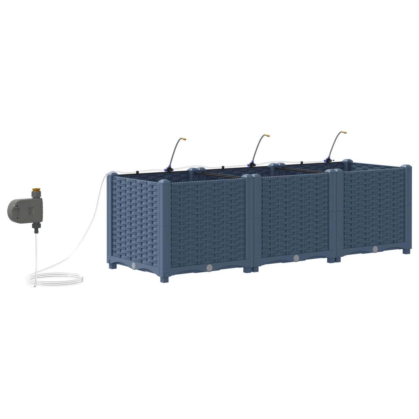Garten-Pflanzgefäß 3 pcs Grau 120 x 40 x 37,5 cm Kunststoff