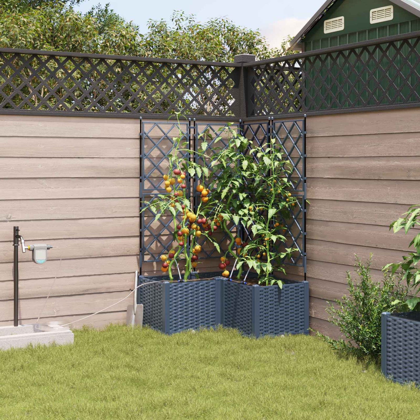 Garten-Pflanzgefäß 3 pcs Grau 80 x 80 x 142 cm Kunststoff