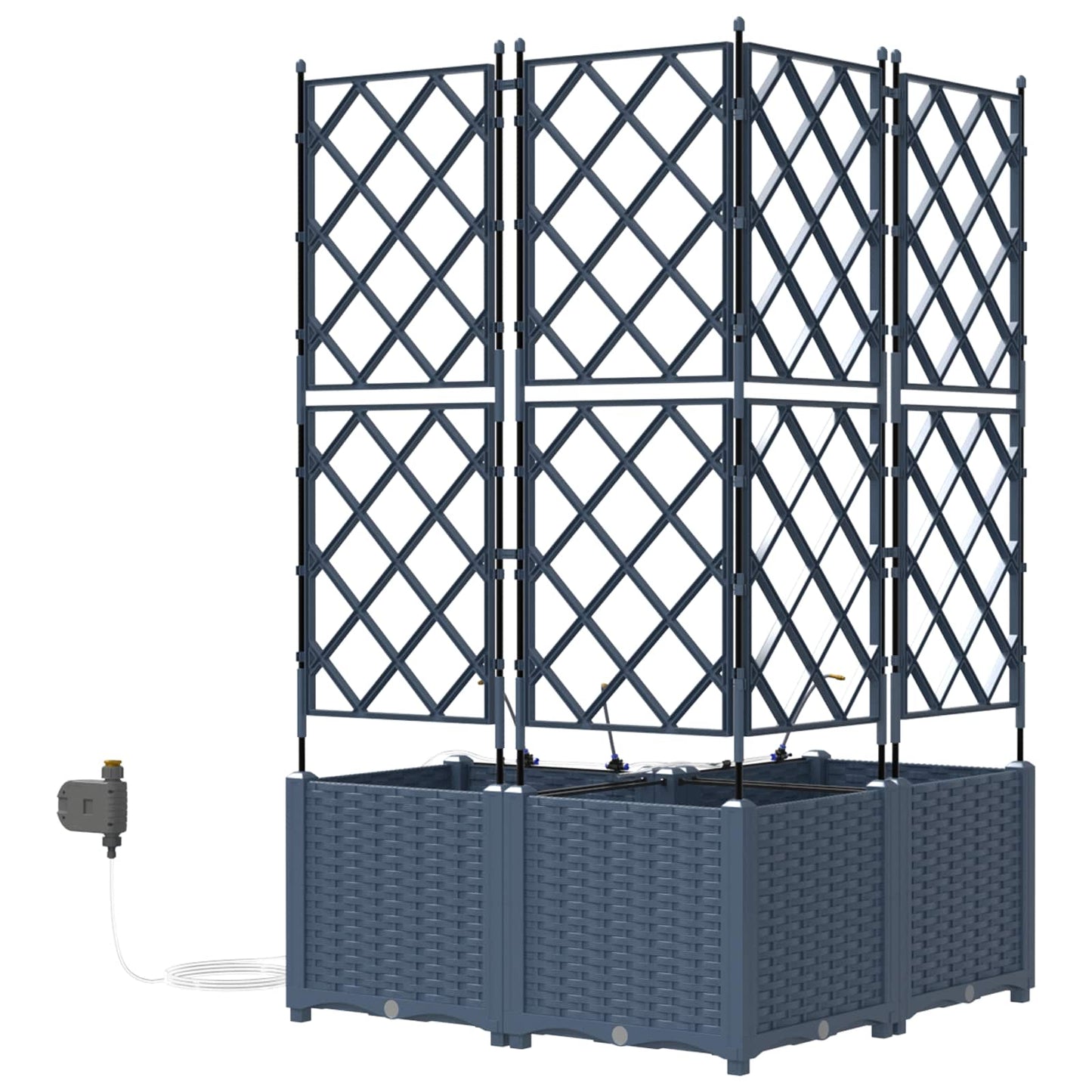 Garten-Pflanzgefäß 3 pcs Grau 80 x 80 x 142 cm Kunststoff