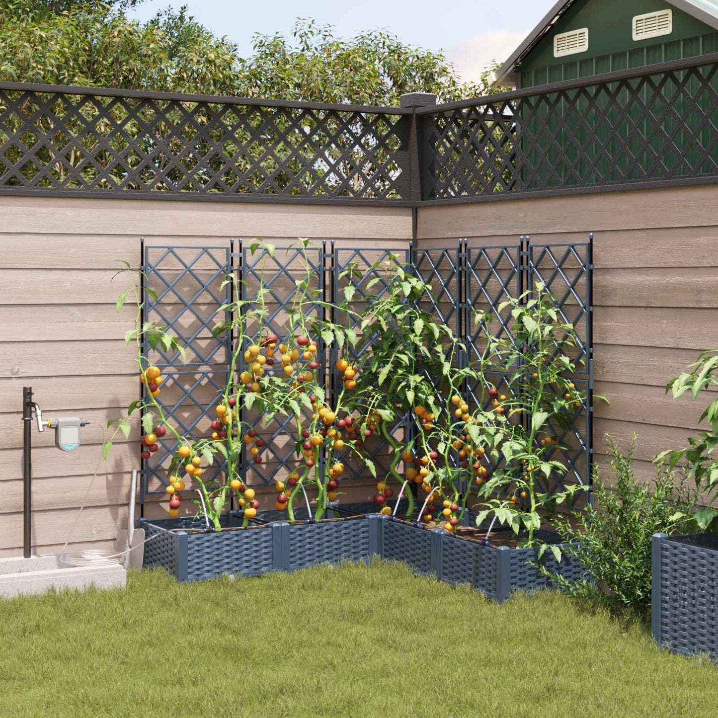 Garten-Pflanzgefäß 5 pcs Grau 120 x 120 x 126 cm Kunststoff