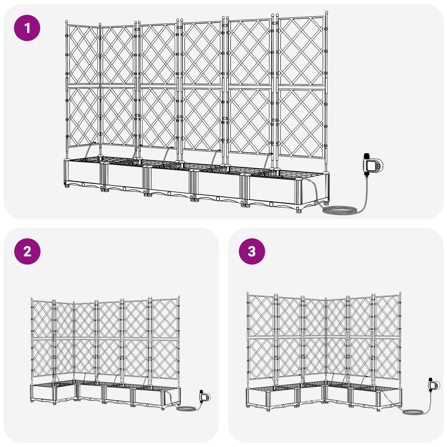 Garten-Pflanzgefäß 5 pcs Grau 120 x 120 x 126 cm Kunststoff