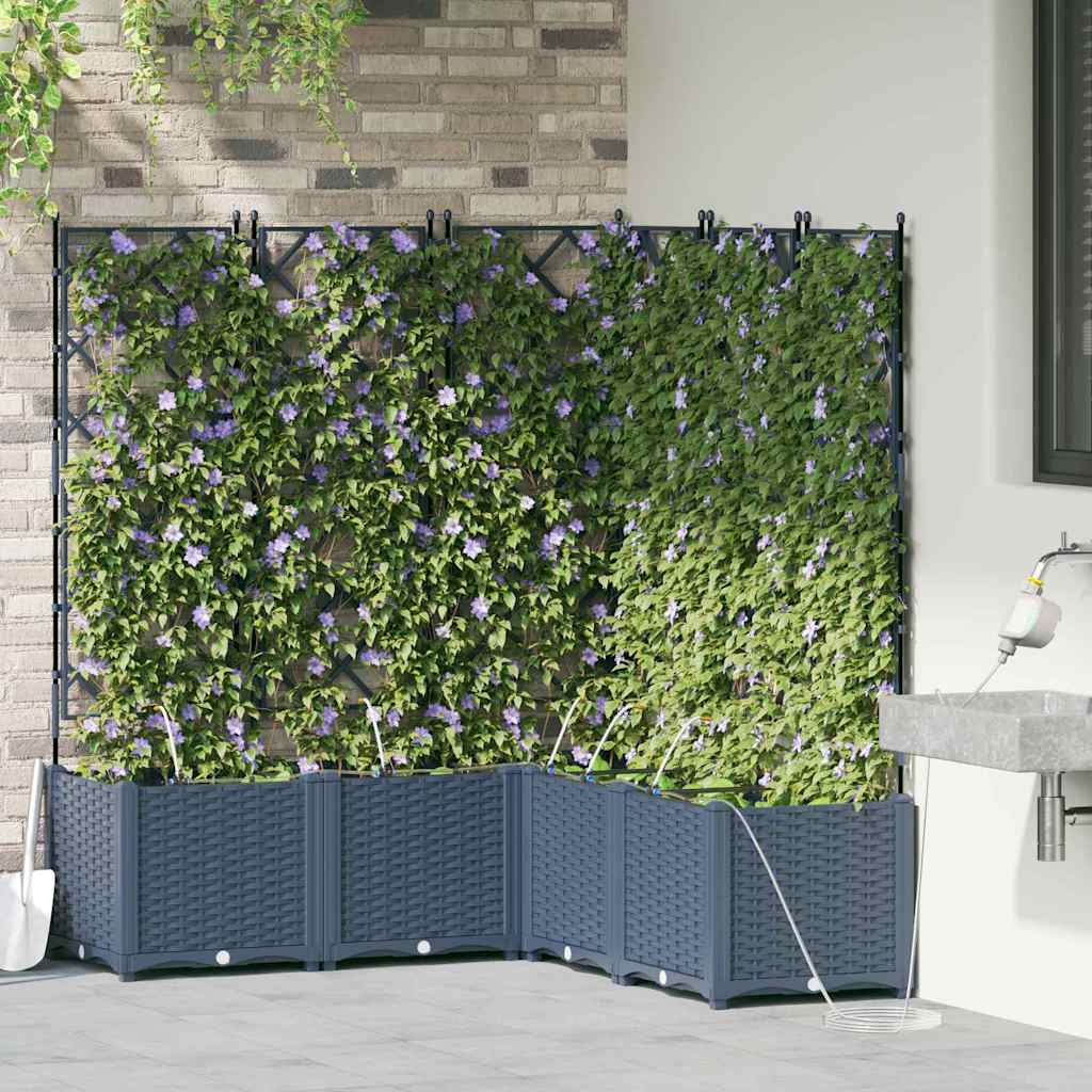 Garten-Pflanzgefäß 5 pcs Grau Kunststoff