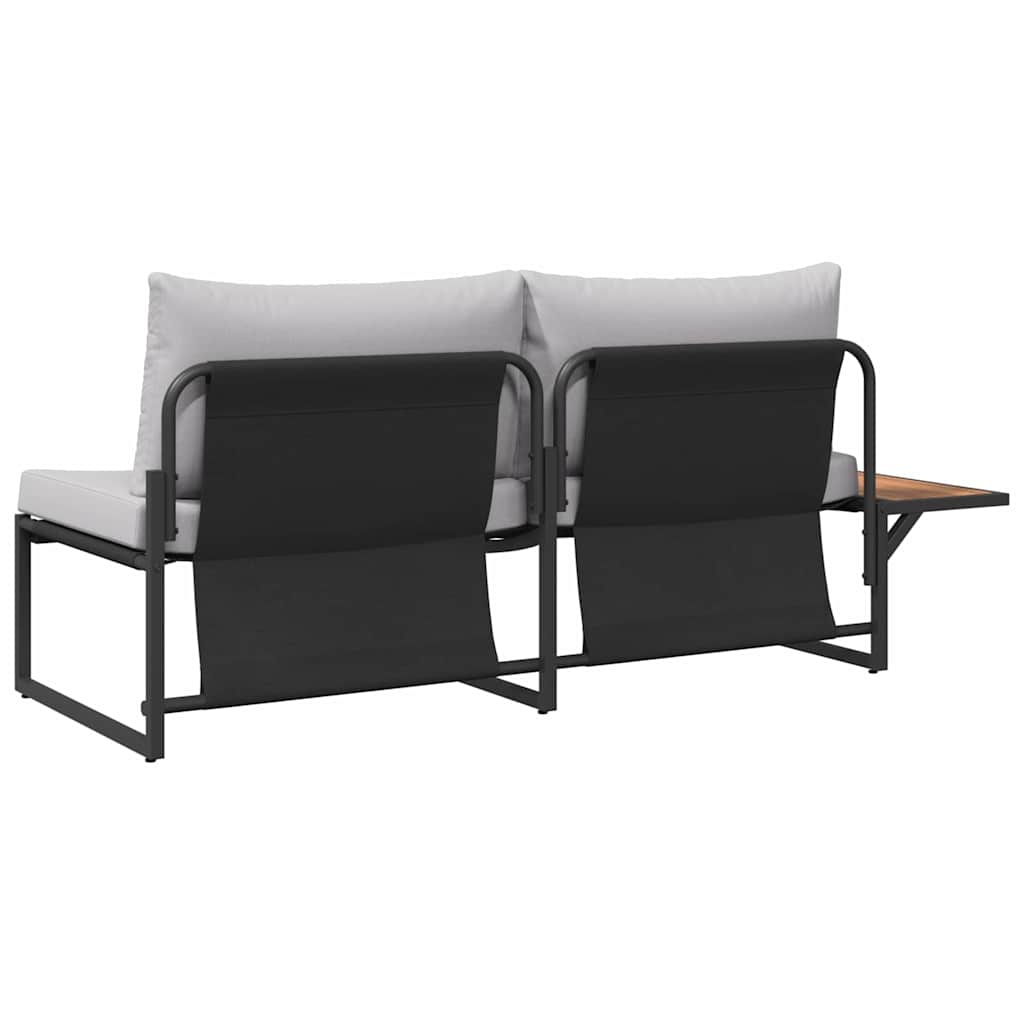Garten-Sofa mit Kissen Hellgrau 200,5 x 70 x 85,5 cm Stahl