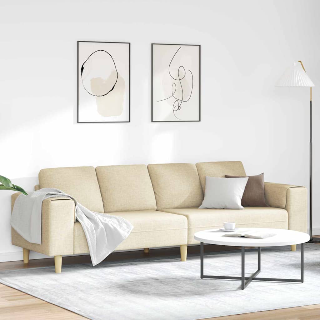 Wohnzimmer Couch Creme 250 x 77 x 76 cm Polyester
