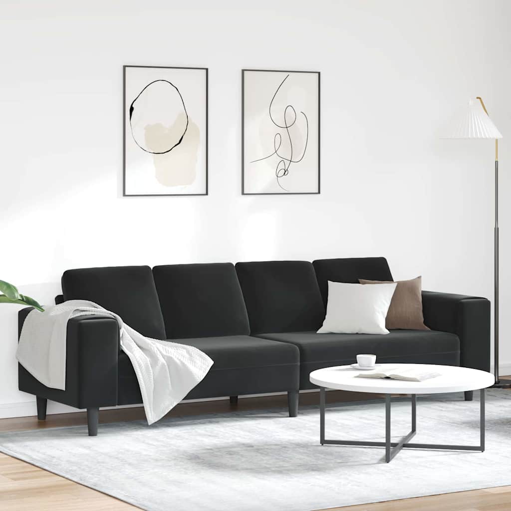 Wohnzimmer Couch Schwarz 250 x 77 x 76 cm