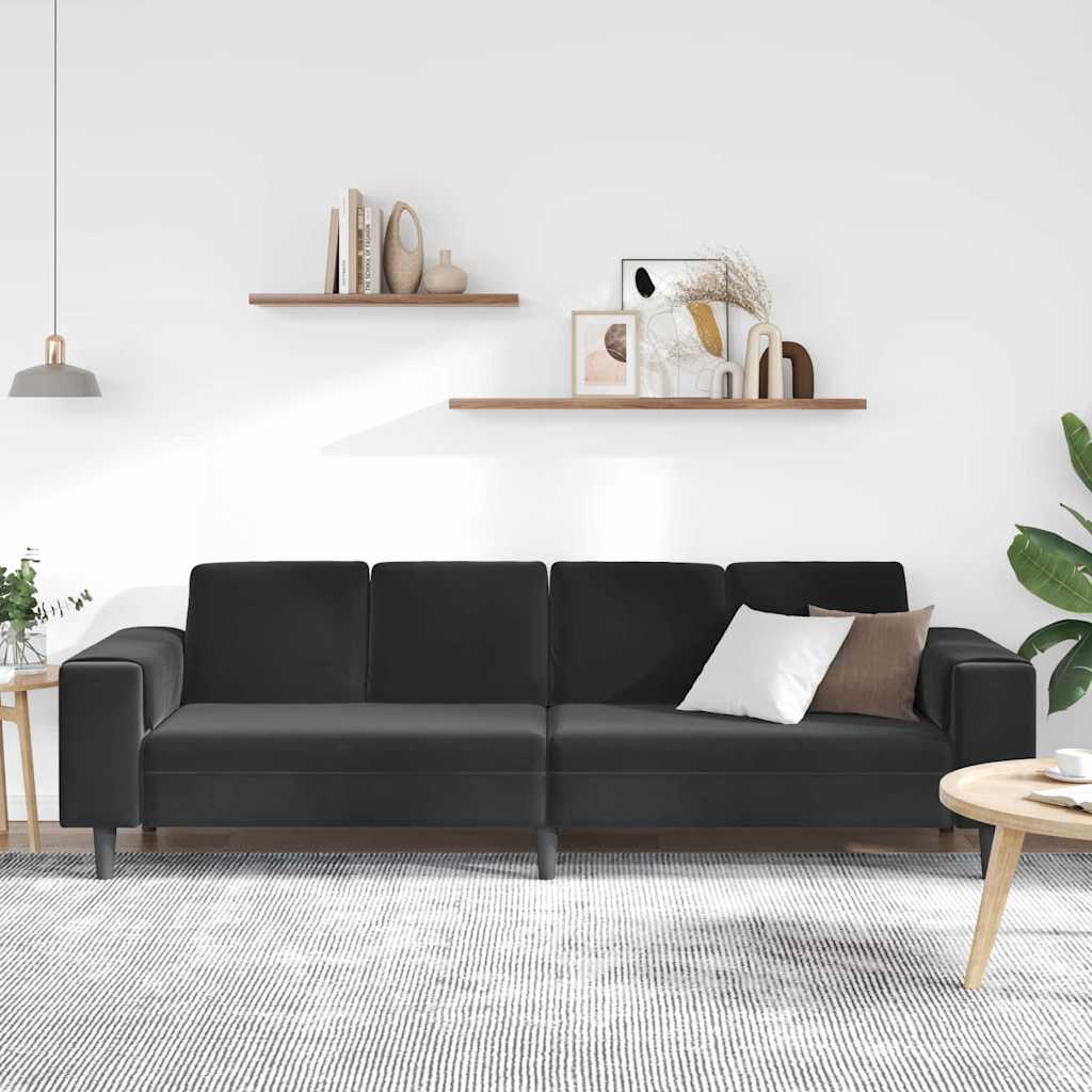 Wohnzimmer Couch Schwarz 250 x 77 x 76 cm