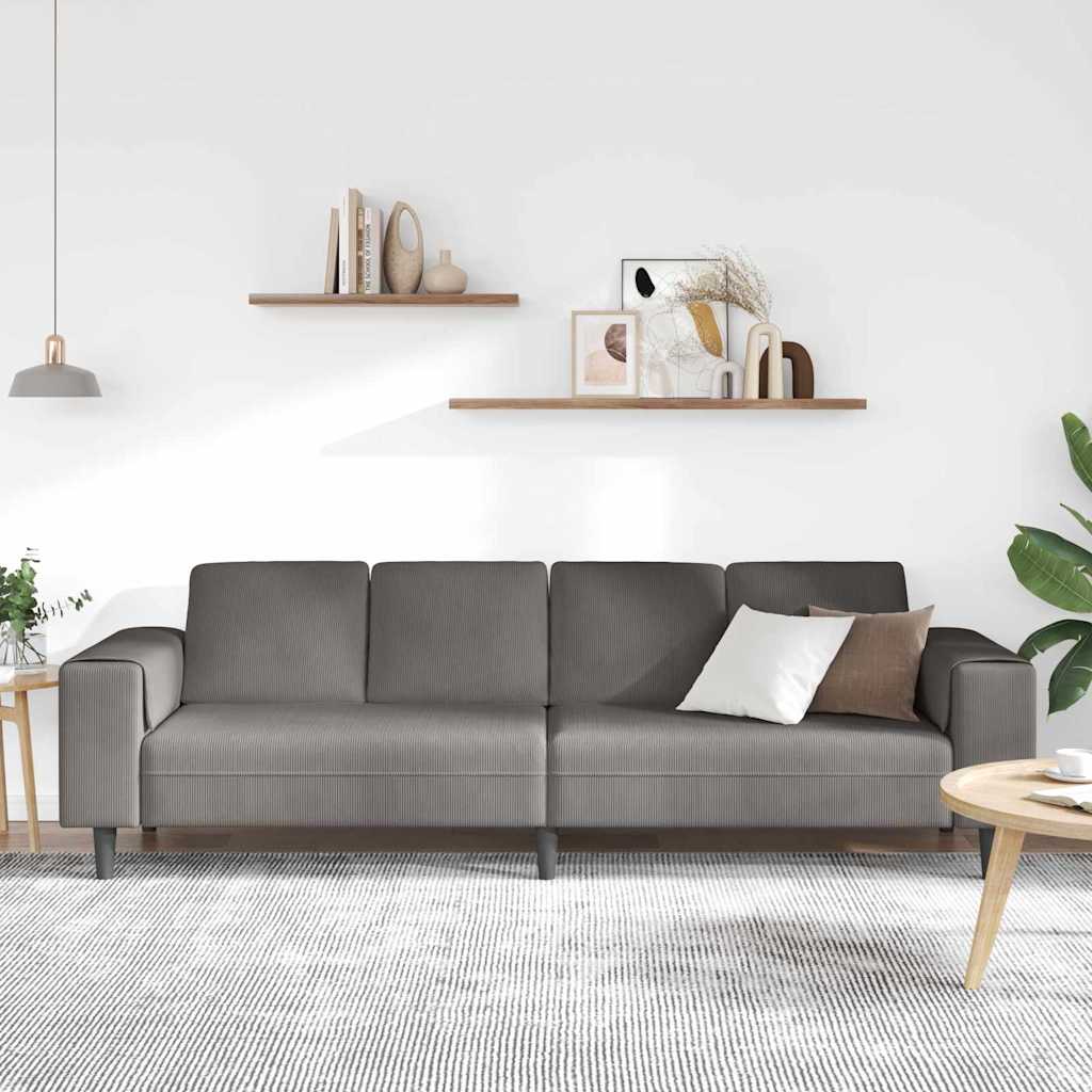Sofa Hellgrau 250 x 77 x 76 cm Cordstoff