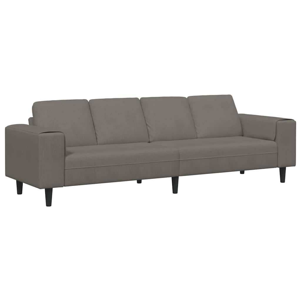 Sofa Hellgrau 250 x 77 x 76 cm Cordstoff