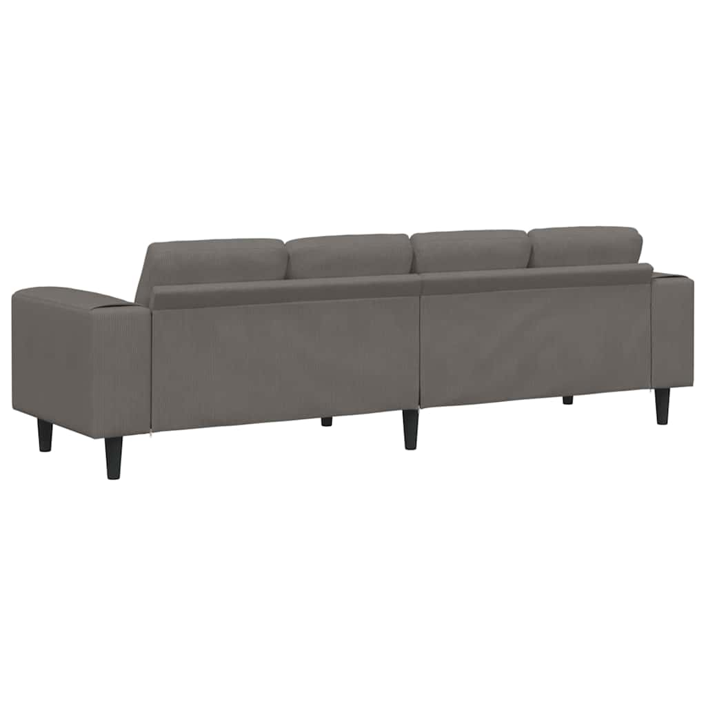 Sofa Hellgrau 250 x 77 x 76 cm Cordstoff