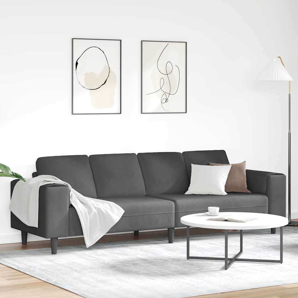 Sofa Dunkelgrau 250 x 77 x 76 cm Cordstoff