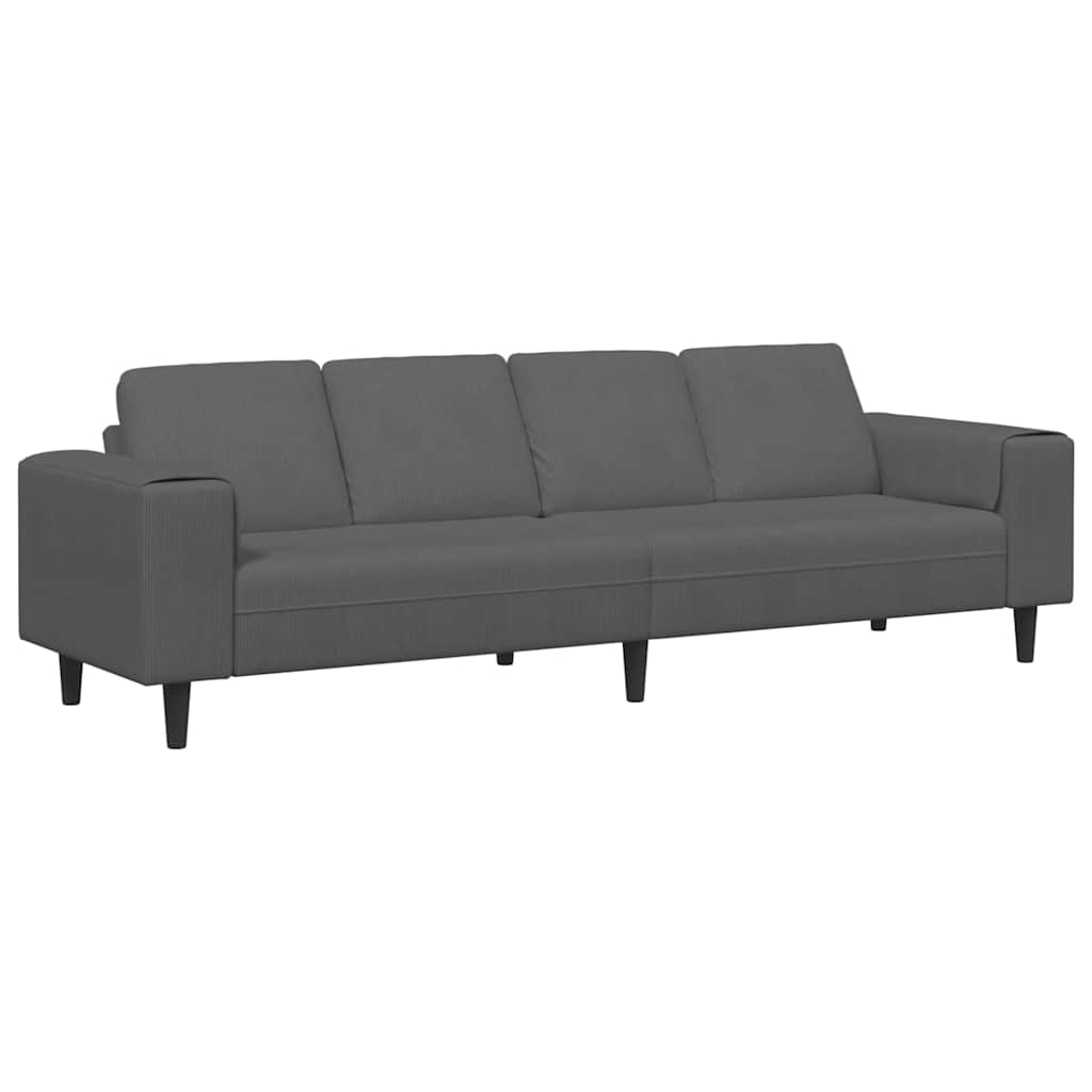 Sofa Dunkelgrau 250 x 77 x 76 cm Cordstoff