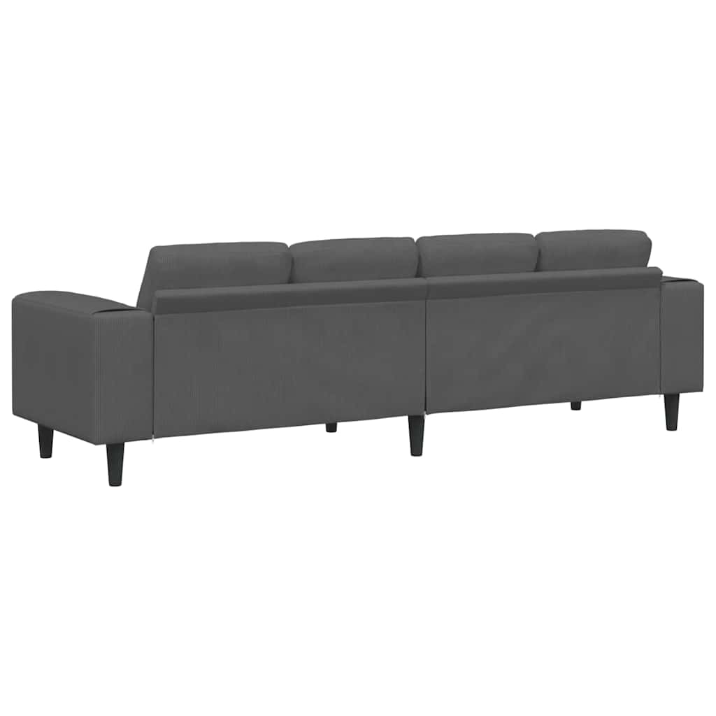 Sofa Dunkelgrau 250 x 77 x 76 cm Cordstoff