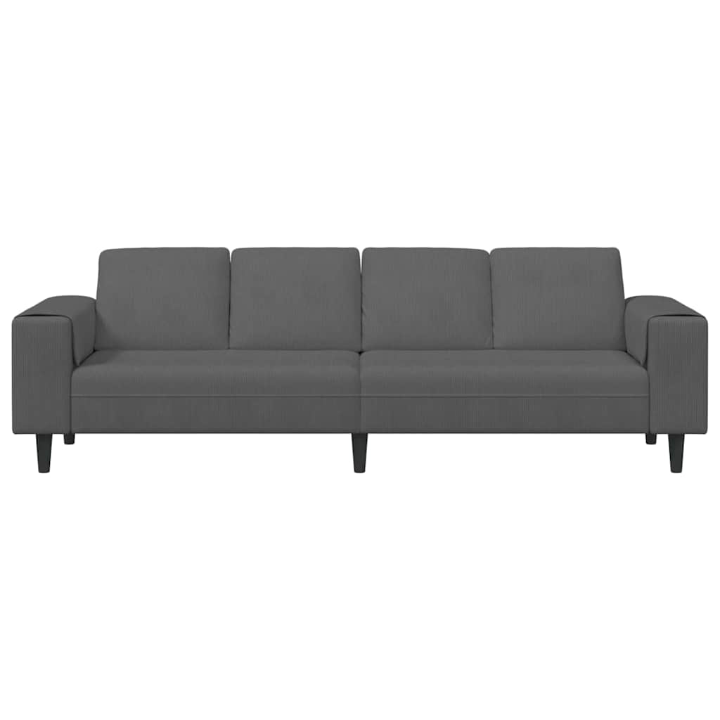Sofa Dunkelgrau 250 x 77 x 76 cm Cordstoff