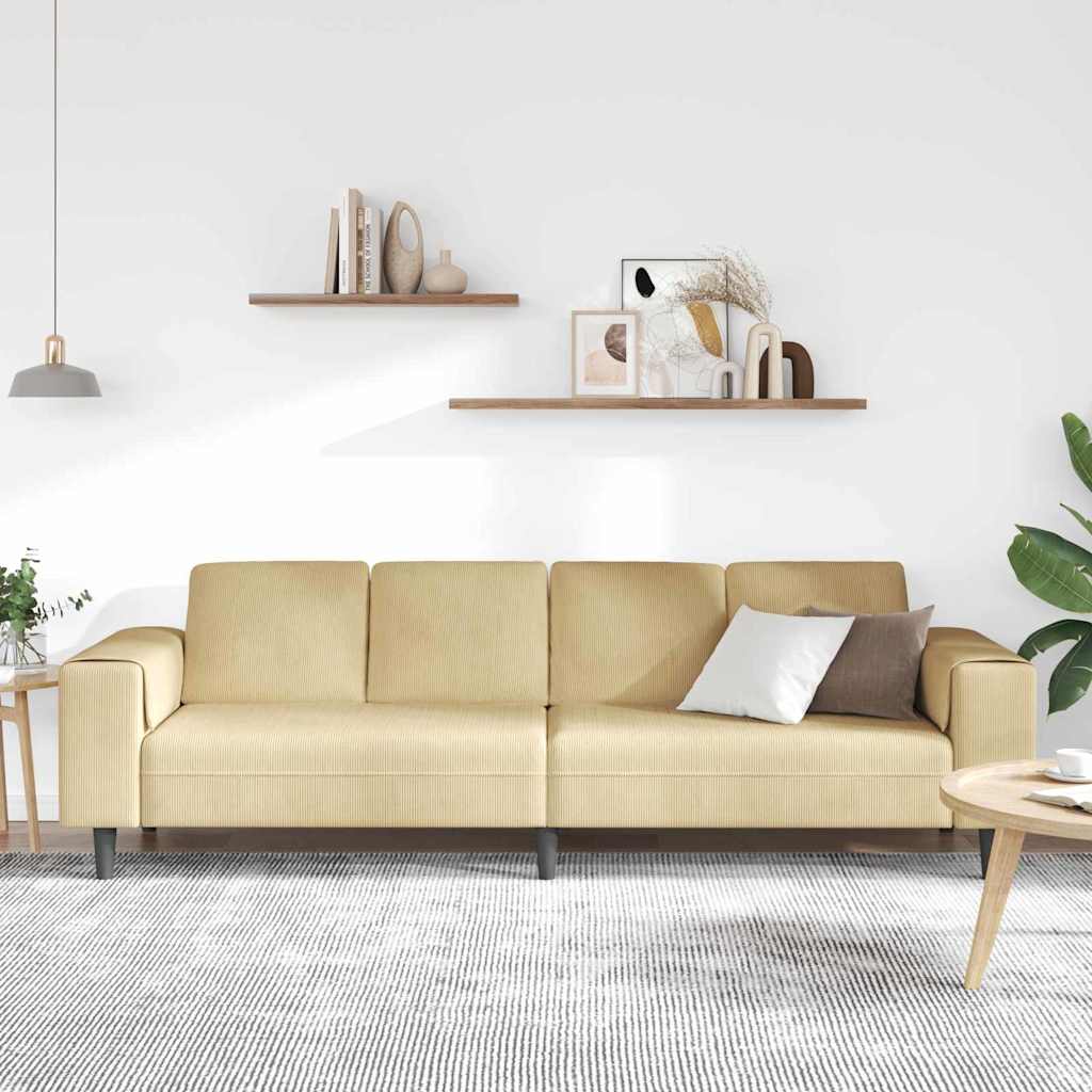 Sofa Grau-Grün 250 x 77 x 76 cm Cordstoff